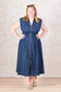 Happiness in Carolina Navy Smocked Midi