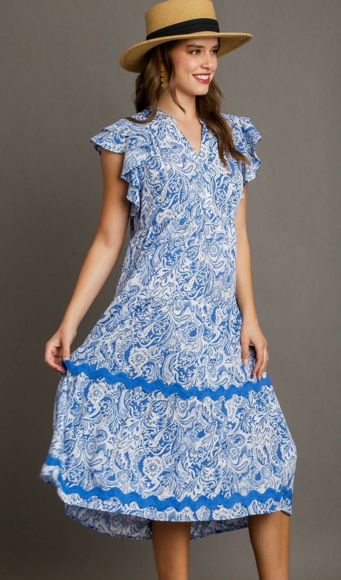 By the Sea Ric Rac Blue Midi