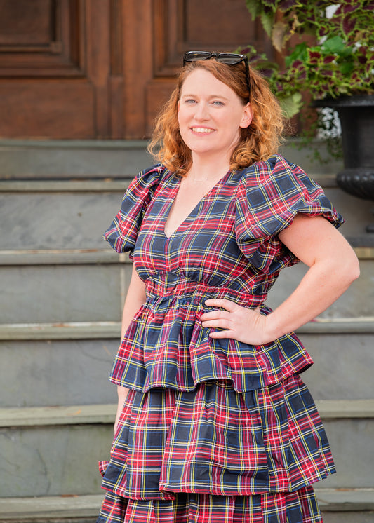 British Prep Plaid Tiered  Maxi