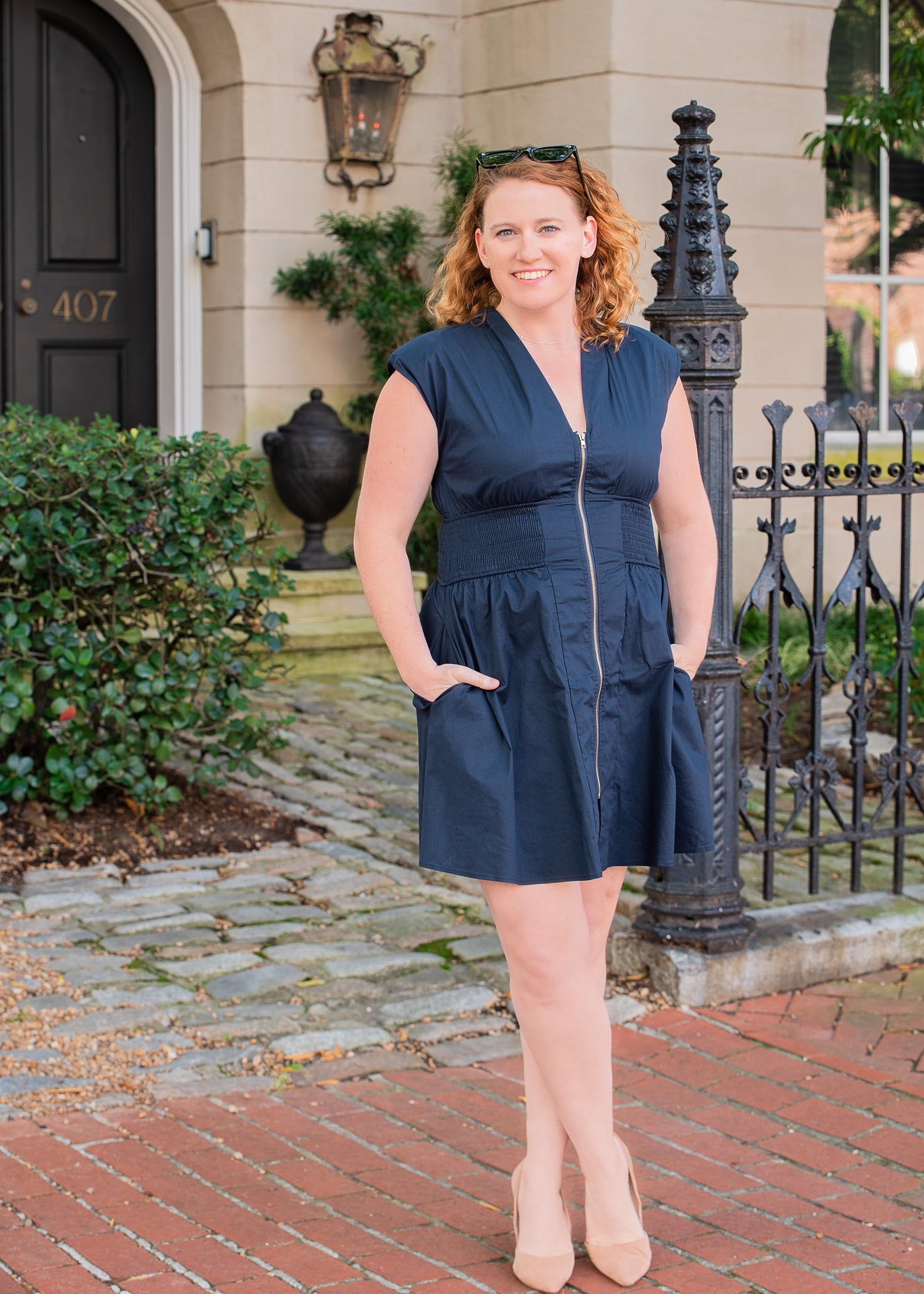 Happiness in Carolina Navy Smocked Mini