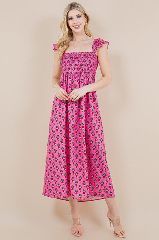 Perfect Posey Smocked Pink/Red Maxi