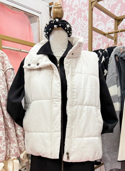 Winter Flurries White Puffer Vest